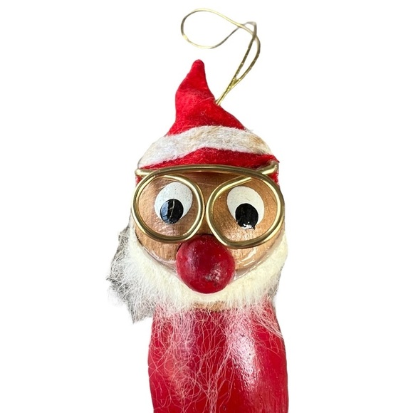 Vintage Kurt Adler Wooden Santa Gnome Christmas Tree Ornament Japan Glasses READ - Picture 6 of 9